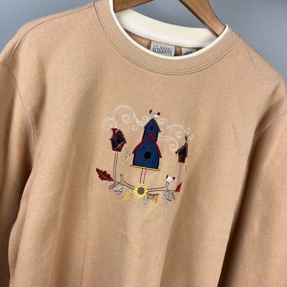 Classic Elements Tops - Classic Elements Crewneck Sweatshirt Womens‎ XL Grannycore Birdhouse Embroidered